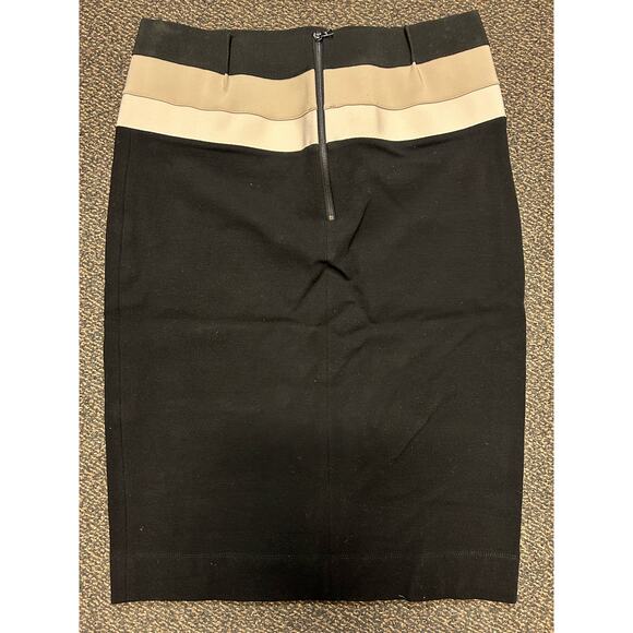 New Lisa Baday Frances Heffernan Black, Beige, and Tan Skirt Size 6 85% Viscose - Picture 2 of 5